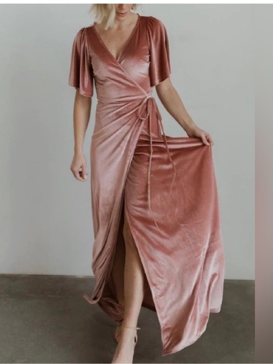 Baltic Born Tops - Baltic Born XS pink velvet maxi wrap dress